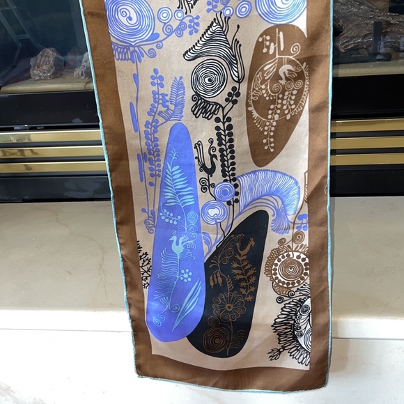 Oblong Sally Gee Silk Scarf Vintage - Picture 9 of 14